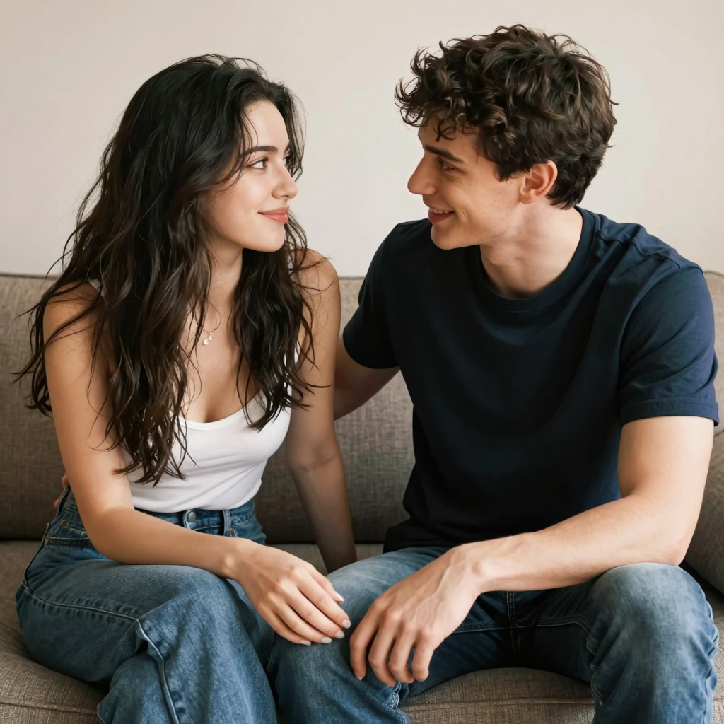 Couple having intimate conversation about hygiene